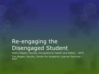 re engaging the disengaged student