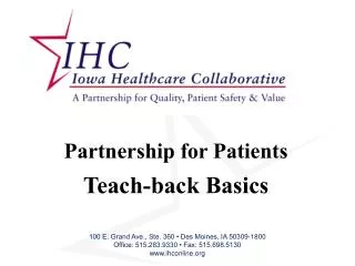 Partnership for Patients Teach-back Basics