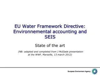 EU Water Framework Directive: Environnemental accounting and SEIS