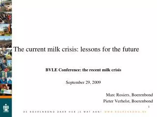 The current milk crisis: lessons for the future