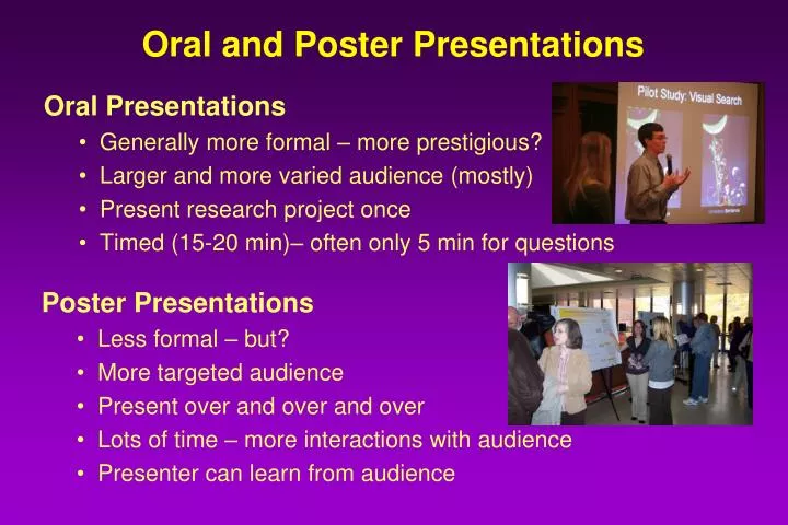 oral and poster presentations