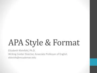 APA Style &amp; Format