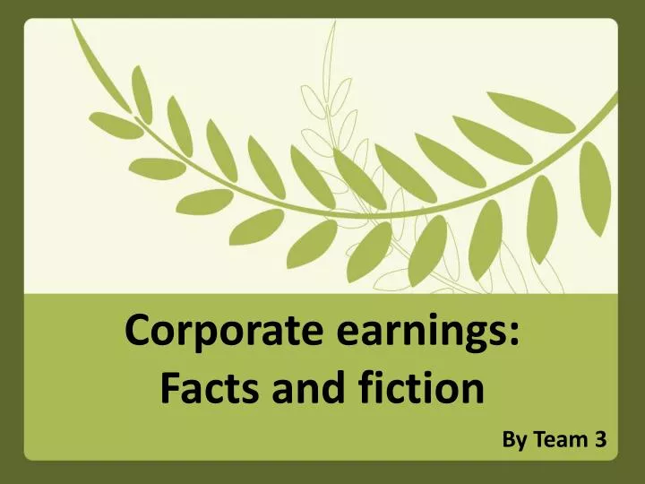 corporate earnings facts and fiction