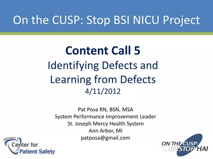 on the cusp stop bsi nicu project