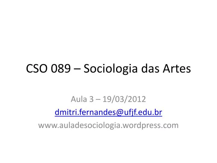 cso 089 sociologia das artes