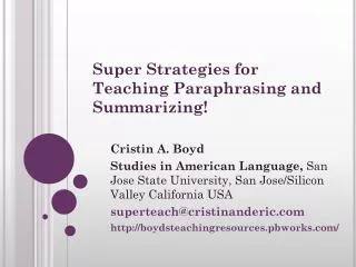 Super Strategies for Teaching Paraphrasing and Summarizing!