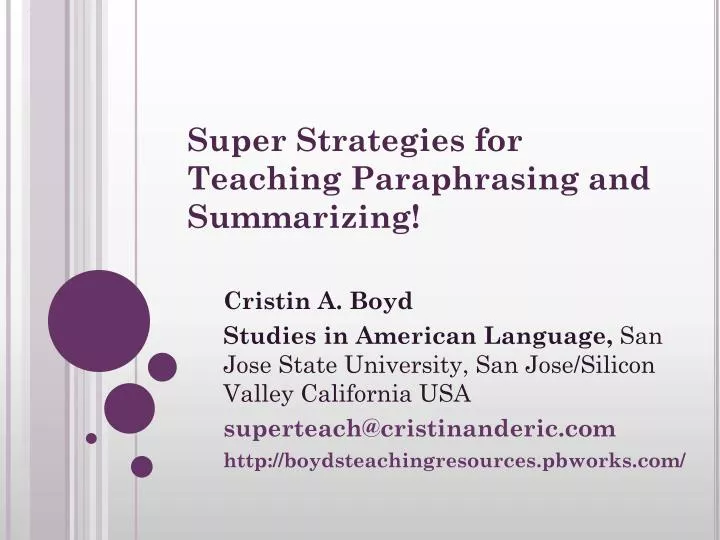 super strategies for teaching paraphrasing and summarizing