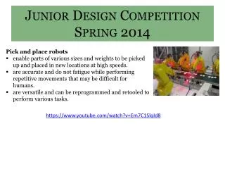Junior Design Competition Spring 2014