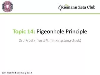 Topic 14: Pigeonhole Principle
