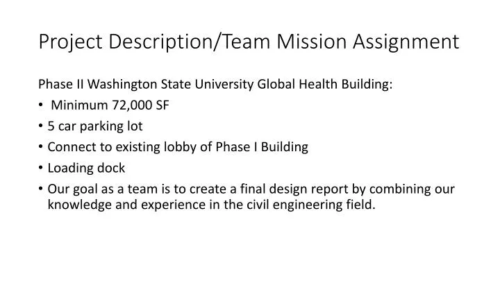 project description team mission assignment