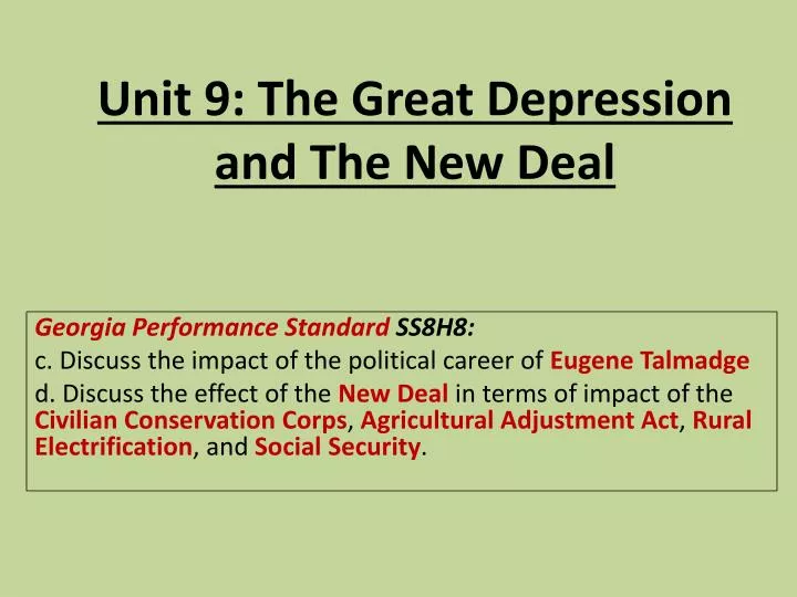 unit 9 the great depression and the new deal