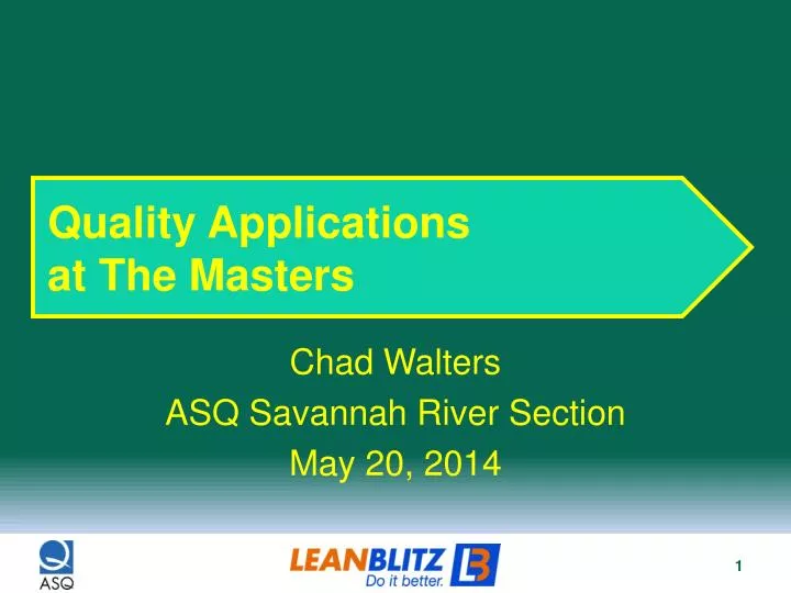 quality applications at the masters
