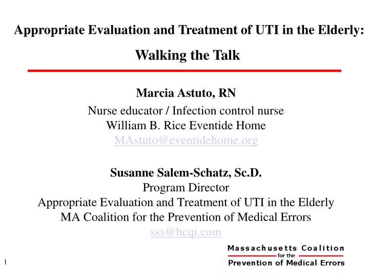 appropriate evaluation and treatment of uti in the elderly walking the talk