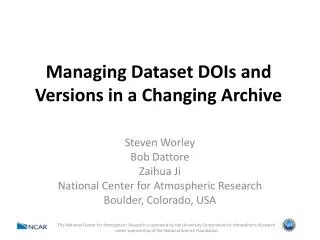 Managing Dataset DOIs and Versions in a Changing Archive