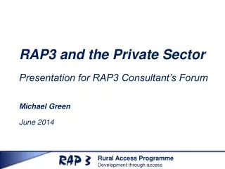 RAP3 and the Private Sector