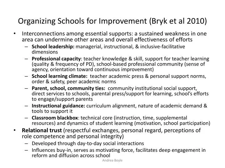 organizing schools for improvement bryk et al 2010