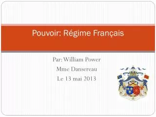 pouvoir r gime fran ais