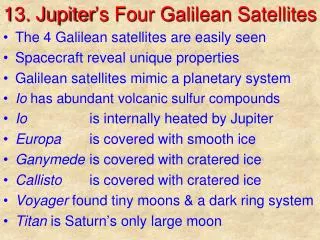 13. Jupiter ’ s Four Galilean Satellites