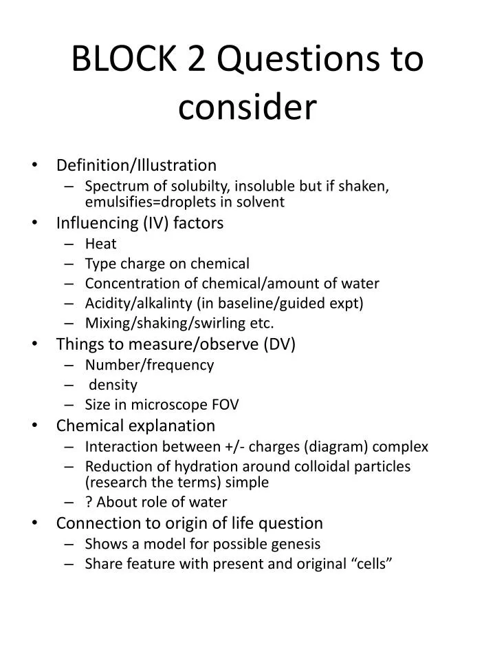 block 2 questions to consider