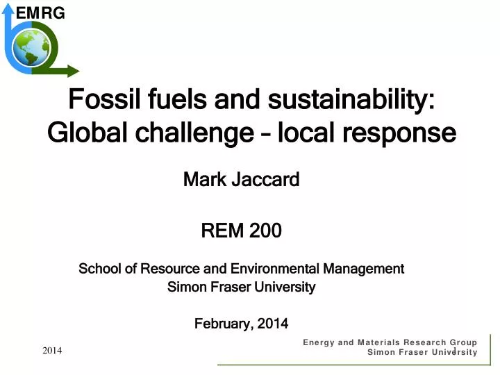 fossil fuels and sustainability global challenge local response