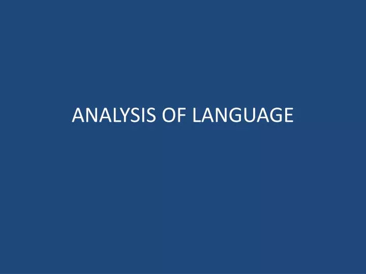 analysis of language