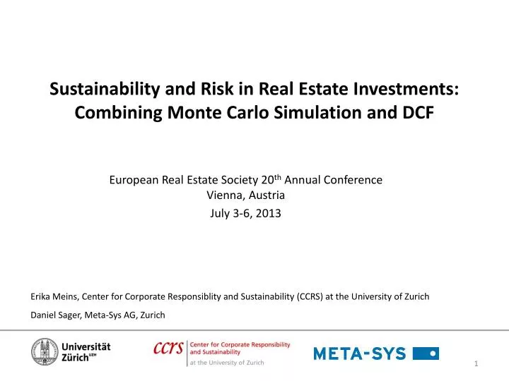sustainability and risk in real estate investments combining monte carlo simulation and dcf