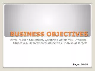 BUSINESS OBJECTIVES