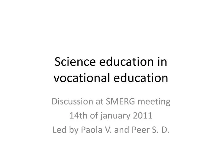 science education in vocational education