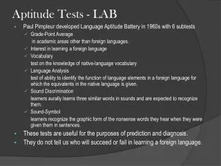 Aptitude Tests - LAB