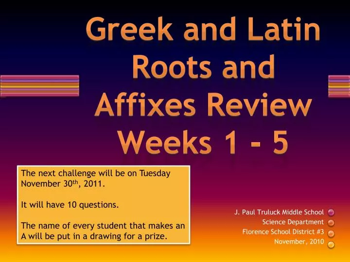 greek and latin roots and affixes review weeks 1 5