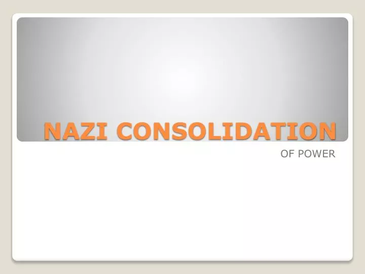 nazi consolidation