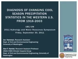 Diagnosis of Changing Cool Season Precipitation Statistics in the Western U.S. from 1916-2003