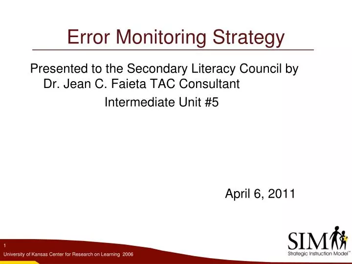 error monitoring strategy error monitoring strategy