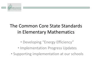 The Common Core State Standards in Elementary Mathematics