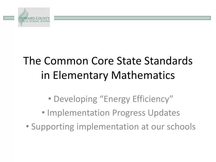 the common core state standards in elementary mathematics