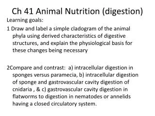 Ch 41 Animal Nutrition (digestion)