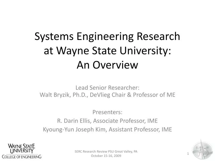 systems engineering research at wayne state university an overview