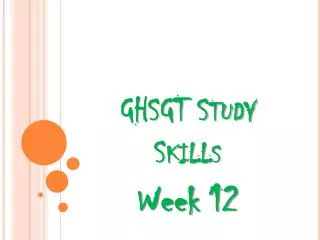 GHSGT Study Skills