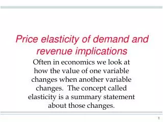 Price elasticity of demand and revenue implications