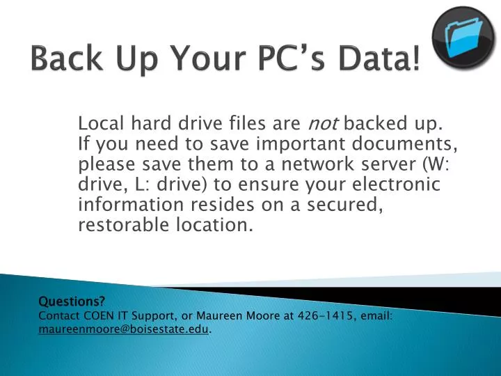 back up your pc s data