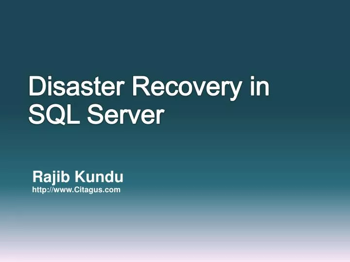 disaster recovery in sql server
