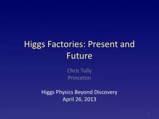 Higgs Factories: Present and Future