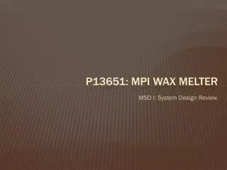 P13651: MPI Wax Melter