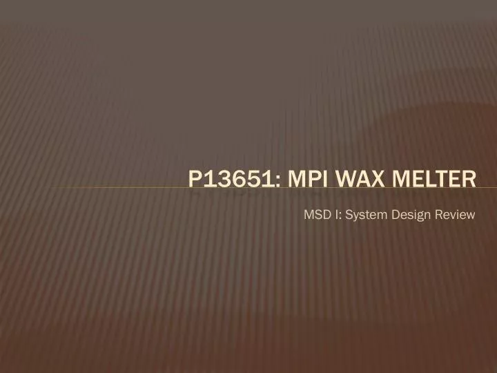 p13651 mpi wax melter