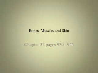 Bones, Muscles and Skin