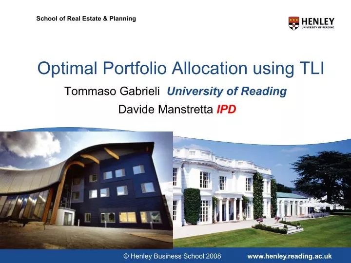 optimal portfolio a llocation using tli