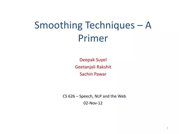 smoothing techniques a primer