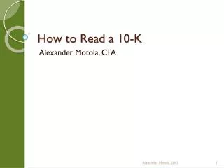 How to Read a 10-K