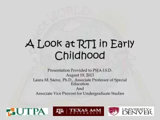 A Look at RTI in Early Childhood