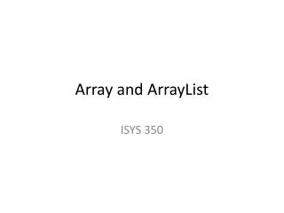 Array and ArrayList